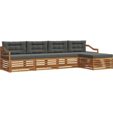 Outdoor-Sofagarnitur mit Kissen 5 pcs Natur und Anthrazit vidaXL