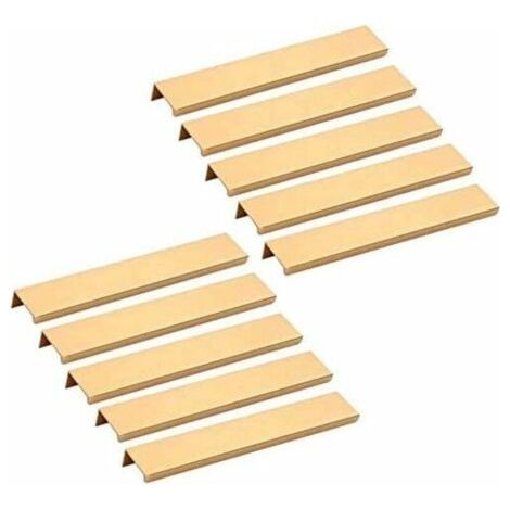 Lot de 10 poignées invisibles pour meuble – Entraxe 160mm – Alliage d'aluminium – Finition or – Pour tiroirs et armoires modernes - 160MM-- (1/4)