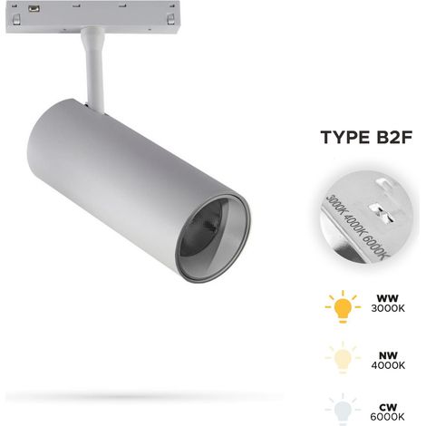 Faretto LED bianco da 12W 3CCT tipo B2F per binari magnetici SMART TRACK 48VDC (1/5)