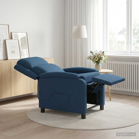 Poltrona Massaggiante Blu Tessuto vidaXL