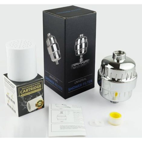 Filtre de douche à 20 étapes, adoucisseur d'eau, pour une peau et des cheveux plus sains, élimine le chlore, les métaux lourds et dépôts, avec de la vitamine C (1/5)