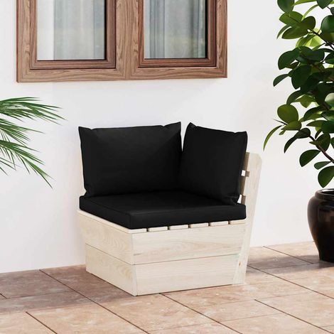 Canapé d'angle de jardin palette Canapé relax - Banc de jardin avec coussins Épicéa imprégné BV741030 - BonneVie (1/5)