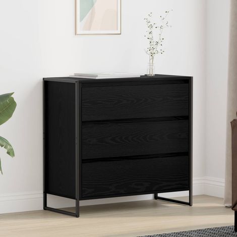 vidaXL Credenza Rovere Nero 79 x 36 x 75.5 cm Legno multistrato