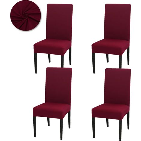 Stuhlhussen-Set (4 Stück), universelle Stretch-Stuhlhussen für Esszimmerstühle, ideal für Hochzeiten, Partys und andere Feiern, weinrot
