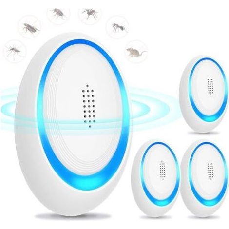 Répulsif antiparasitaire à ultrasons – Fréquence 20 à 55 kHz – Zone de couverture jusqu'à 120 m² – Lot de 4 unités (1/5)