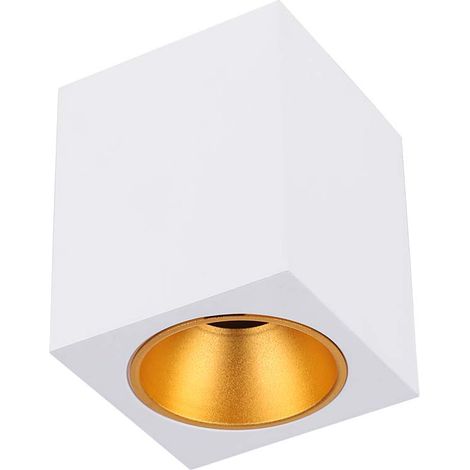 V-TAC VT-979 LED-Deckenleuchte für Aufbaumontage, quadratisch, GU10, weiße Farbe und goldener Reflektor, Artikelnummer 6692 (1/5)
