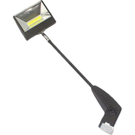 Projecteur LED 20W à long bras noir pour stand ou exposition – lumière tricolore, aluminium robuste, prise européenne 220V