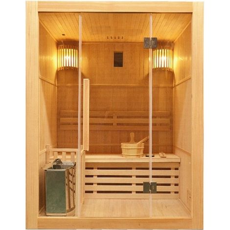 Bagno Italia Sauna Finlandese 3 posti 150x120 cm in legno canadese Hemlock e vetro 8mm (1/2)