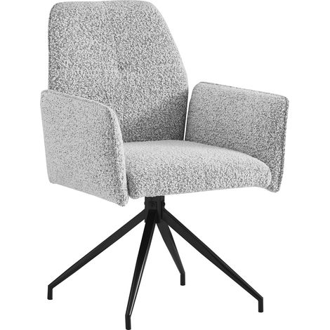 Lot de 2 Chaises CARRERA Pivotante 360° Tweed Gris & Métal Noir 63x59,5x90 cm (1/4)