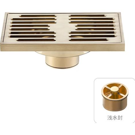 (brushed gold)Floor Drain Bathroom Accessories 9 by 14cm Escurridor Ralo Banheiro Salle De Bain Brass Anti-odor Drains Push Deodorization (1/4)