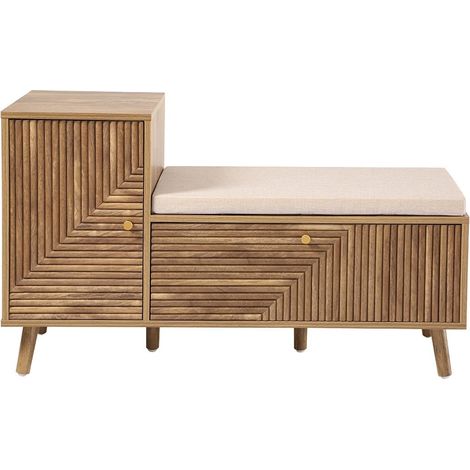 CALICOSY - Banc à chaussures 2 portes façades lamellées L101 cm - EDEN