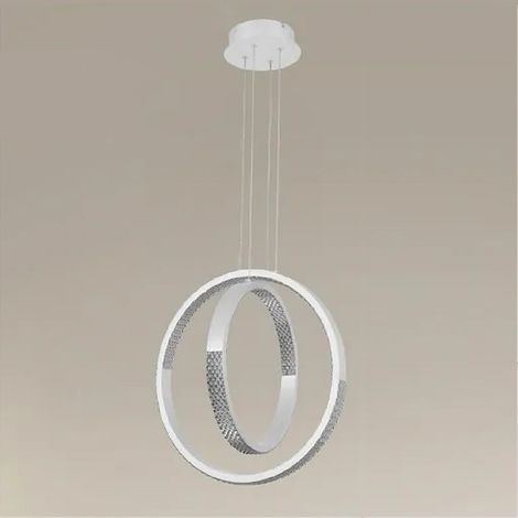 Trade Shop - 64W RUNDE LED-PENDELLEUCHTE MIT KRISTALL-EFFEKT MODERN WEISS 32156 -