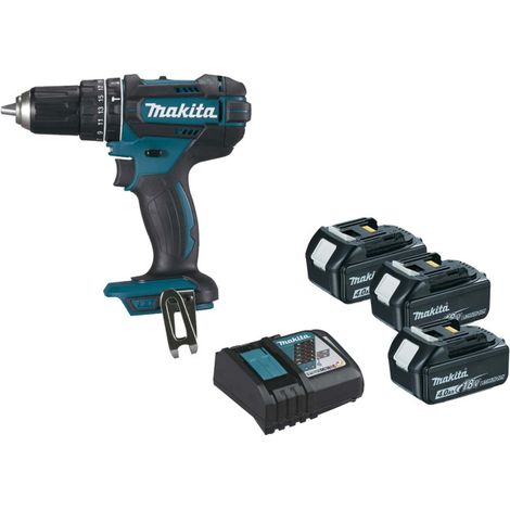 Schlagbohrmaschine 18 V Li-Ion 4 Ah Ø 13 mm (3 Batterien) MAKITA - 3 Batterien, Ladegerät, Koffer - DHP482RM3J