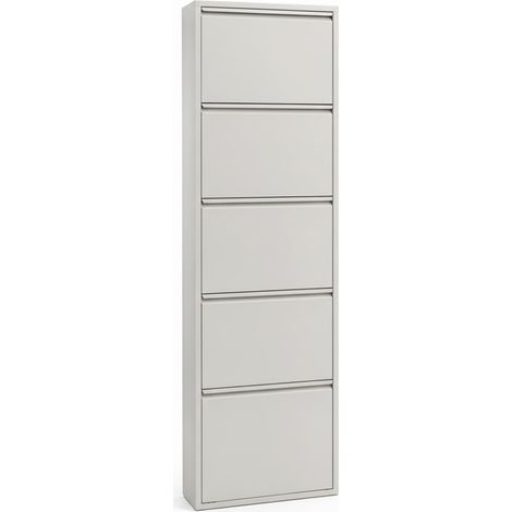 Scarpiera Slim In Metallo 5 Ante A Ribalta Ultra Sottile Salvaspazio Mobile Portascarpe Moderno Ingresso Camera Corridoio 172 x 50 x 15 Cm Colore Grigio (1/5)