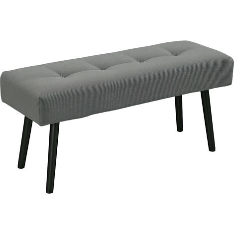 Bout de lit - HOMCOM - rembourré - en velours côtelé et pieds en acier noir - charge 220 Kg - 100 x 36 x 45 cm - gris
