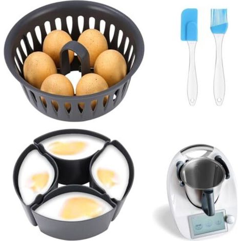 Cuiseur à Œufs et Moule à Œufs Pochés, Accessoire compatible pour TM6, TM7, TM31, Sans BPA, Pour 4 Oeufs Pochés & 6 Œufs Cuits en Coquille, Ustensile de Cuisine Multifonction pour Brunch (1/5)
