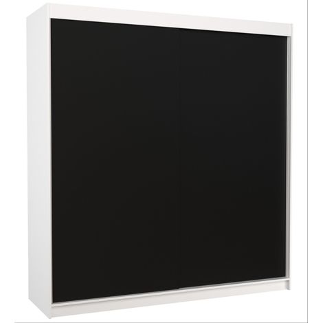 Armoire chambre adulte blanche et noir 2 portes coulissantes Terika 200cm (1/5)