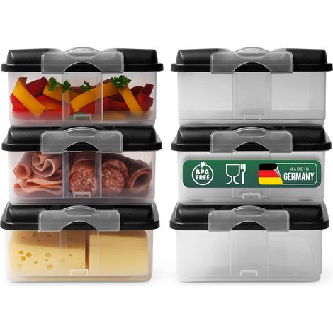 Novaliv 6x grands récipients de conservation des aliments avec 6x couvercles, empilables pour réfrigérateur et congélateur, ensemble de récipients de
