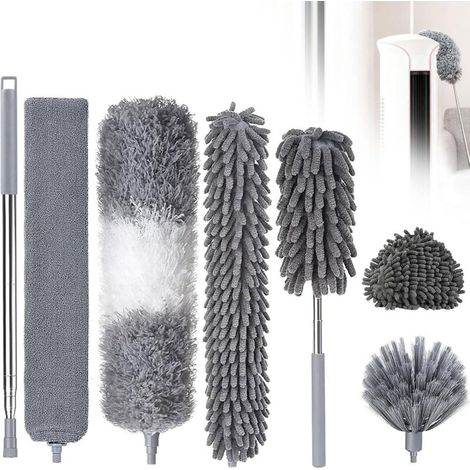 Set mit 7 waschbaren, teleskopierbaren Mikrofaser-Staubwedeln mit flexibler Eckbürste – Staubwedel – zum Entfernen von Spinnweben – Ausziehbar bis zu 2,52 m – Wiederverwendbar und flexibel (1/4)