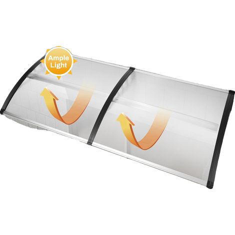 Marquesina para puerta, capacidad de carga 15 kg/m², protección UV del 95 %, tolerancia a la temperatura de -30 °C a 180 °C, dimensiones 200 cm x 90 cm, espesor hueco 5 mm (1/5)