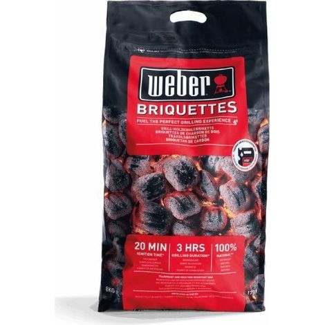 Sacco 8Kg Brichetti Di Carbone Weber 17667130 Barbecue Griglia Bbq Brace