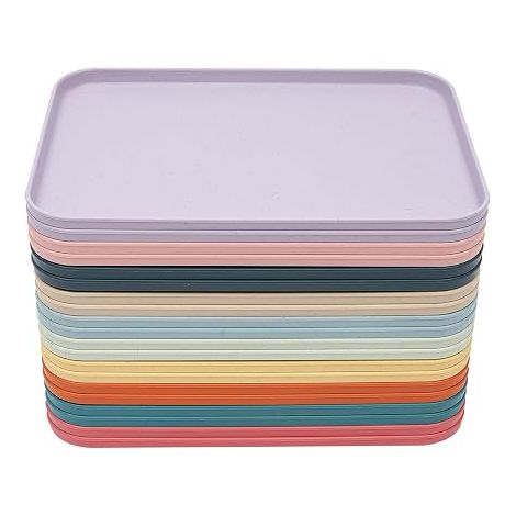 Plateaux de service Trays, 20 Plateaux de cafétéria colorés, Plateaux de service rectangulaires pour restaurant, repas de midi, repas pour école, fête, cuisine, café, barbecue, pour les cafétérias (1/5)