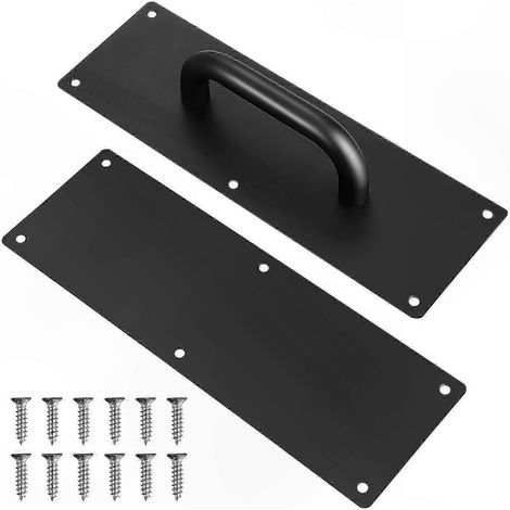 Plaques de porte à pousser/tirer en acier inoxydable noir pour portes d'accès et de rangement 30 x 10 x 6 cm 1 jeu 3000 x 1000 x 600 cm Noir (1/2)