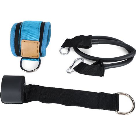 Lot de bandes élastiques de fitness pour entraînement des jambes en éducation physique, avec boucle cheville bleue (1/5)