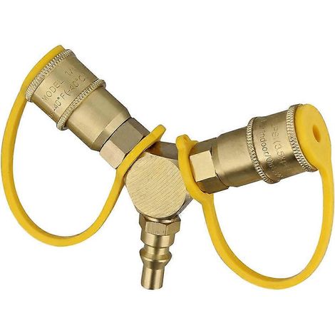 Adaptateurs pour réservoir de propane 1/4 pouce, répartiteur de conduite de gaz LP, raccord en T à 2 voies, répartiteur de propane en Y - 2 raccords rapides pour propane