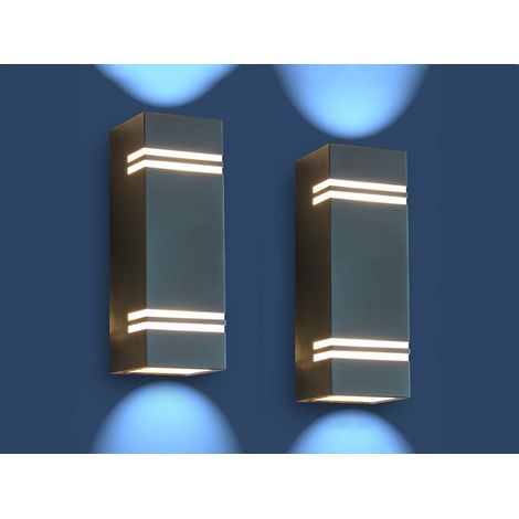 2 Stk Edelstahl LED Außenwandleuchte STRIPES, Fassadenbeleuchtung, Up& Downlight (1/5)