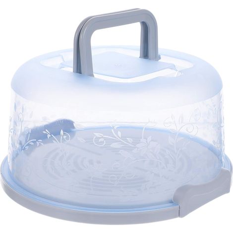 Présentoir à gâteaux, présentoir à gâteaux en plastique, plateau à gâteaux portable avec couvercle et poignée, présentoir à cupcakes, boîte à gâteaux, transport de gâteaux (20 cm, bleu)