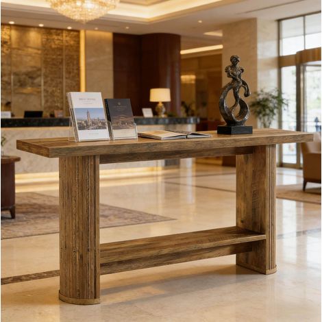 Mueble recibidor consola estrecha marrón OKMYHOME (1/5)