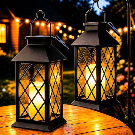 Lanterne Solaire Exterieur 2 Pièces 22cm Grande Lampe Solaire Jardin (1/5)