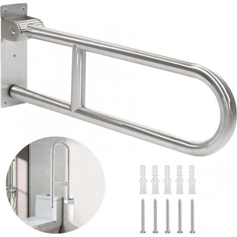 Barre d'appui pour toilettes pour personnes handicapées, pliable, 60 cm, avec barre d'appui de douche, support de sécurité pour toilettes, convient à la salle de bain, en acier inoxydable antidérapant