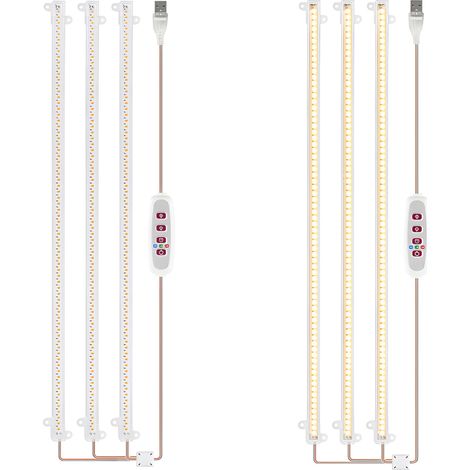 Ruban LED pour plantes , minuterie 8/12/16 h et 5 niveaux de luminosité , (3 barres, 6,2 W, 4000 K)