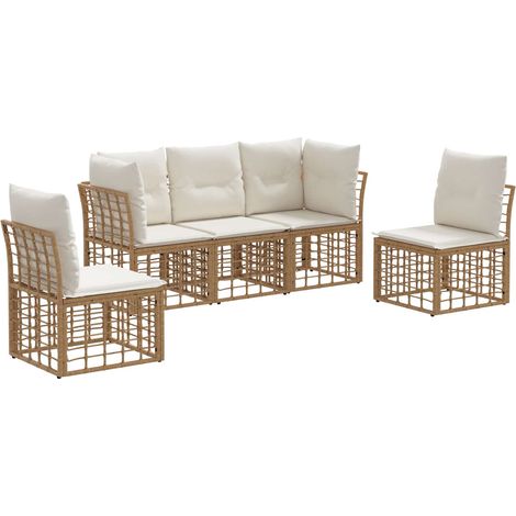 Maison Exclusive - Set di divani da esterno Naturale Poliestere