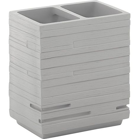 Portaspazzolini d'appoggio in resina QU98 Gedy serie QUADROTTO Grigio (1/2)
