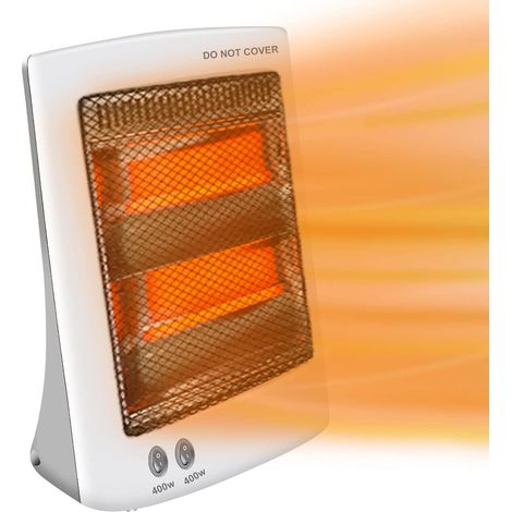 Radiateur Infrarouge, 800W Radiateur Halogène avec 2 Chaleur Réglages, Électrique Quartz Radiateurs pour Accueil, Bureau, Chambre, Salon, Garage, Appartement, Calmer et Meugler Énergie