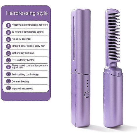 Rechargeable Mini Hair Straightener, Portable Cordless Hair Straightener Combs,100% New (1/5)