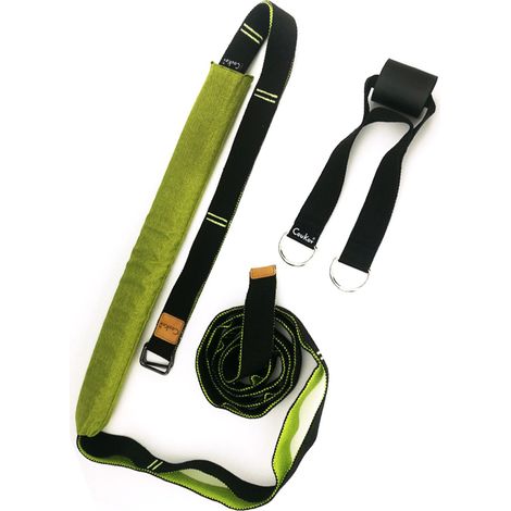 Sangle de yoga multifonctionnelle pour étirements, support pour flexion du dos, sangle d'étirement pour la taille, le dos et les jambes, idéale pour la danse et la salle de sport (verte).