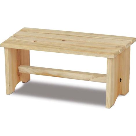 Sgabello poggiapiedi in legno naturale - Misura 35x17,5x15,5 cm - Panca sgabellino da seduta per esterno, poggiapiedi da scrivania per ufficio (1/3)