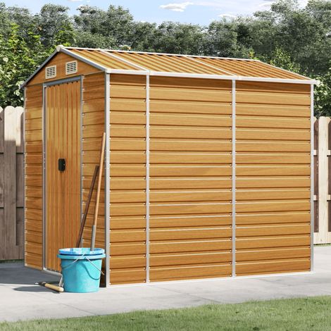 Abri de jardin-Remise Cabane pour outils marron clair 191 x 215 x 198 cm en acier galvanisé (1/5)