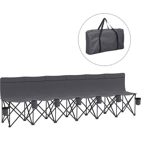 6 Seater Folding Camping Chair with Cup Holder & Carry Bag - Charcoal Grey (1/5)