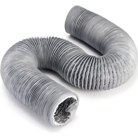 Abluftschlauch aus PVC – Für Dunstabzugshauben, Klimaanlagen, Wäschetrockner, Ablufthauben – Grau – 150 mm x 6 m