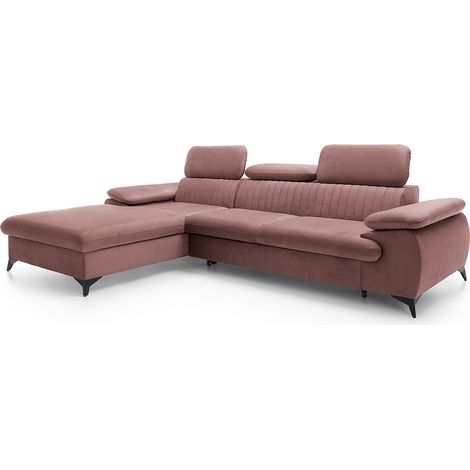Divano letto in Velluto Rosa - Angolo a sinistra - SAMARA di Pascal Morabito (1/4)