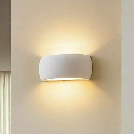 [GEBRAUCHT] B-Ware Wandleuchte Curve LED dimmbar Wandlampe Keramik weiß 32x13cm elegant modern (1/2)