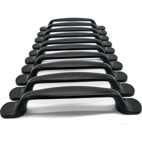 20x Poignée de Porte Cuisine Armoire Placard Tiroir Chambre Meubles Tirer Entraxe 96mm, Aluminium Noir (1/4)