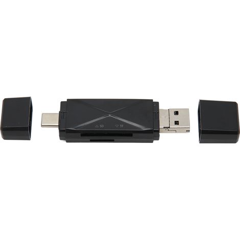 Lecteur de carte SD USB-C + USB 2.0 + Micro USB, lecteur de carte SD 3 en 1 avec trois connecteurs, deux emplacements pour cartes, prend en charge les cartes mémoire Micro SD/SD. (1/5)