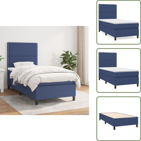 Boxspringbett mit Matratze Blau 90x200 cm Stoff - Boxspringbett - Doppelbett - Schlafsystem - Bettrahmen - Matratze