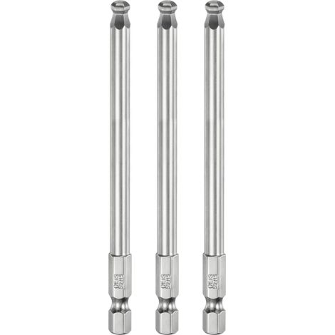 3pcs Embout de Tournevis Hexagonal à Extrémité Sphérique Ensemble 5mm (H5.0) Taille 1/4" Tige Hexagonale 100mm (4") Longueur Embouts à Rotule Magnétique Métrique en Acier S2 (1/5)